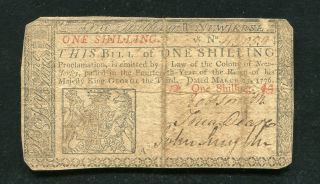 Nj - 175 March 25,  1776 1s One Shilling Jersey Colonial Currency Note