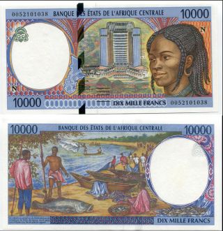Central African State Equatorial Guinea 10,  000 10000 Francs 2000 P 505 N Aunc