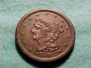 1850 Braided Hair " Half Cent Chocolate Brown Xf