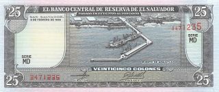 El Salvador 25 Colones 9.  2.  1996 P 142a Series Md Uncirculated Banknote