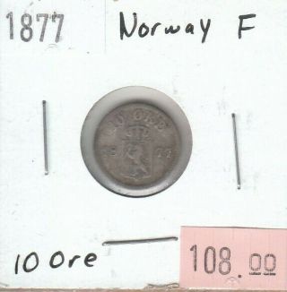 Norway 10 Ore 1877 F Fine