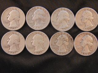 $2 Face Value G.  Washington Silver Quarters 1942 - 1953 - 90 Silver