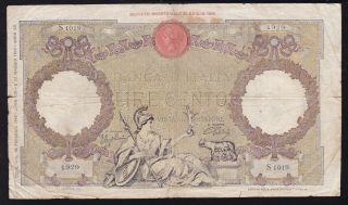 Italy - - - - - - - 100 Lire 1943 - - - - - - Vg/f - - - -