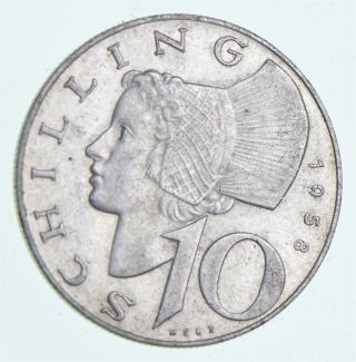 Silver - World Coin - 1958 Austria 10 Schilling - World Silver Coin - 7.  6g 924