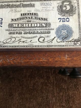 Series Of 1902 $5 NATIONAL CURRENCY The Home National Bank of Meriden 720 3