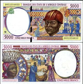 Central African State Guinea 5000 5,  000 Francs 2000 P 504 N Unc
