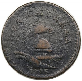 1786 Jersey Copper,  Maris 17 - K,  Struck Over 1787 Connecticut,  F - Vf Detail