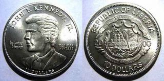 Liberia 10 Dollar Jfk Jr.  2000 Km - Unlisted B.  U.  John Kennedy Jr.  Ppd - Usa