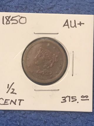 1850 Braided Hair Half Cent - Very - I Think It’s Au Plus A Beauty