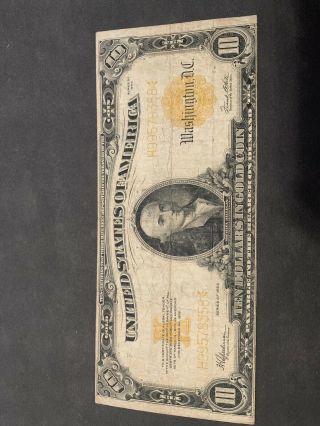 1922 Large Circulated Ten Dollar $10 Gold Certificate