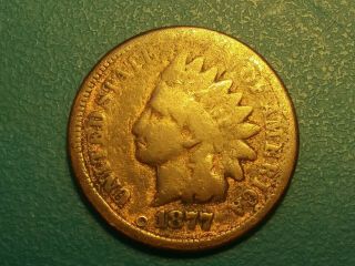 1877 Indian Head Cent Key Date Coin.  Very Low Mintage 852,  500.  G