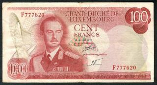 1970 Luxembourg 100 Francs Note.