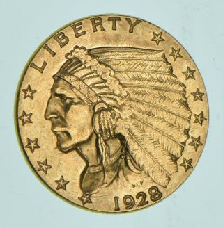 1928 $2.  50 Indian Head Gold Quarter Eagle - Us Gold Coin 828