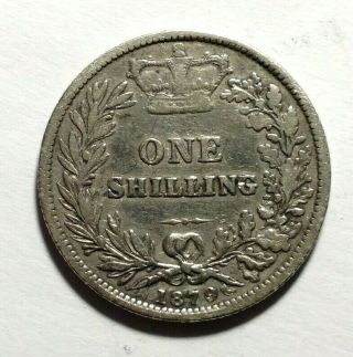 1879 Great Britain 1 Shilling - 92.  5 Silver Good Cat Value