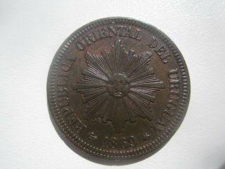 1869 Uruguay 2 Centesimos