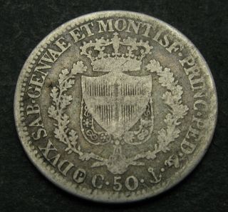 Sardinia (italian State) 50 Centesimi 1826 P - Silver - Carlo Felice - 2903