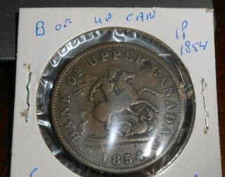 Canada/canadian Bank Of Upper Canada 1854 1 Penny Token