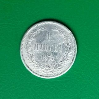Finland / Russian Empire 1 Markka Silver Coin Vf 1874 Alexander Ii Km 3.  2