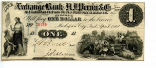 1862 $1 Exchange Bank Of A.  J.  Perrin Michigan Plank Road Co.