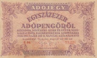 1946 Hungary 100,  000 Adopengo Note,  Pick 144a