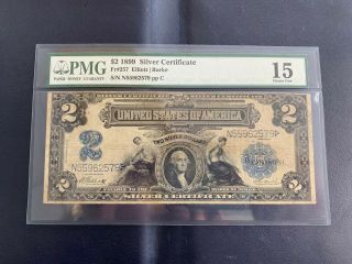 1899 $2 Silver Certificate Pmg 15 Choice Fine Elliott Burke