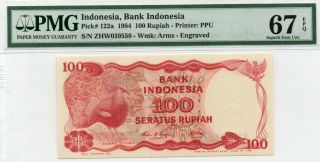Indonesia 100 Rupiah 1984 P 122a Gem Unc Pmg 67 Epq
