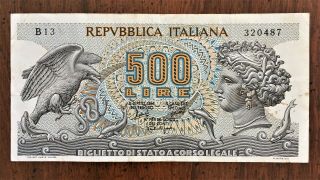 Italy 500 Lire 1966 Neat,  Scarce Banknote,  Lightly Circulated