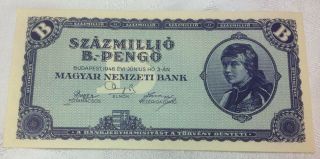 Hungary 100 Millio B.  - Pengo 1946 Unc Pick 136 Unc
