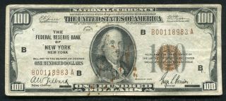 Fr.  1890 - B 1929 $100 Frbn Federal Reserve Bank Note York,  Ny (b)