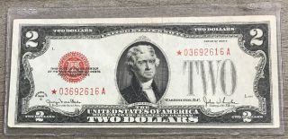 Series 1928 G $2 Two Dollar Legal Tender Star Note Fr - 1508 Ba27