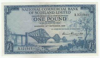 Scotland 1 Pound National Commercial Bank Of Scotland 1959 P265 In Aunc