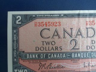 1954 Canada 2 Dollar Bank Note - Beattie/Raminsky - HR3545923 - EF Cond.  18 - 149 2