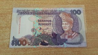 Malaysia 100 Ringgit Nd Axf Fancy Serial Number