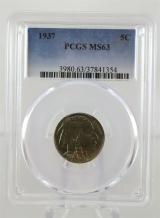 1937 Us Indian Head Buffalo Nickel 5¢ Pcgs Ms63