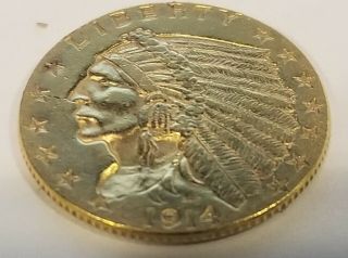 2 1/2 Dollar Gold Coin Indian Head Coin American eagle 1914 2