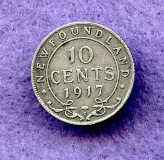 Canada Newfoundland 1917 C Ten Cent Silver F