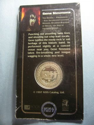GENE SIMMONS KISS ALIVE WORLDWIDE TOUR 1996 - 1997 999 SILVER COIN G1 3