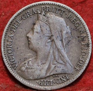 1899 Great Britain 6 Pence Silver Foreign Coin