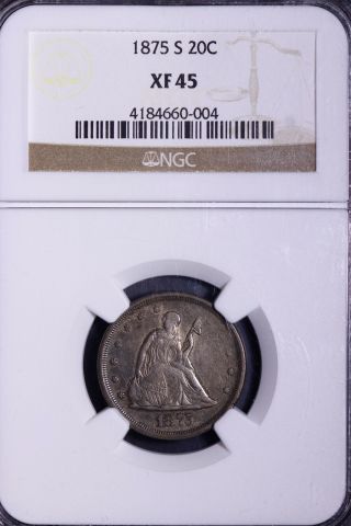1875 - S 20c Twenty Cent Piece Ngc Xf45 2 - 19acfm