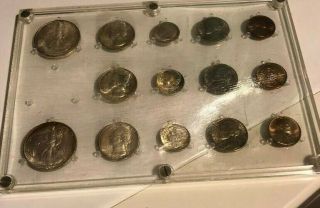 1947 P - D - S Us Set - 14 Coins - Brilliant Uncirculated In Plastic Holder