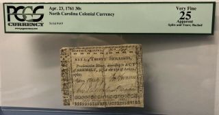 1771 North Carolina Colonial Currency Note Very Old Paper Money Nc Pcgs Vf 25