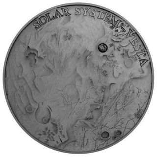 Niue 2018 $1 Solar System - Vesta Nwa 4664 Meteorite 1 Oz Antique Silver Coin