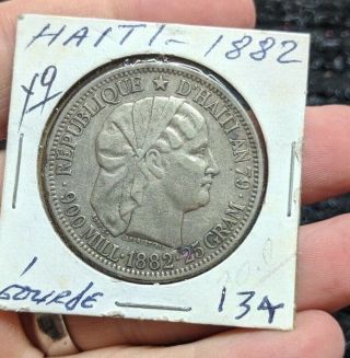1882 Haiti 1 Gourde Silver - Hi Grade - 134