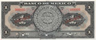 México 1 Peso Nd.  1936 P 28ds Series F Specimen Uncirculated Banknote
