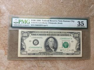 1990 $100 Federal Reserve Note Pmg Certified Choice Vf - 35 Old Paper Money
