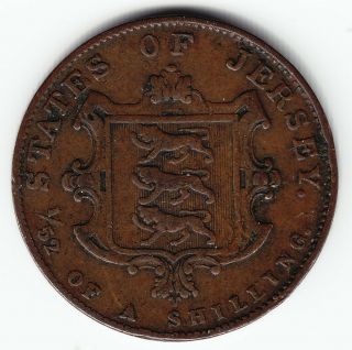 Jersey 1/52 Shilling 1841 Km1 Copper Victoria 1 - Yr Type Minted 116,  000 Very Rare