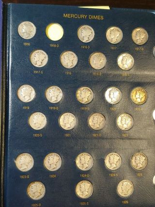 1916 - 45 Mercury Dime Set (77 Coins) Key 21 & 21 D,  No 16 - D No Overdates 10 Cents