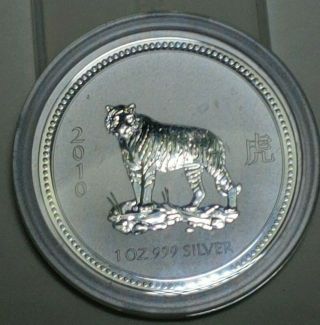 2007/2010 1 Oz Silver Australian Lunar Series I Coin Year Of The Tiger Scarce