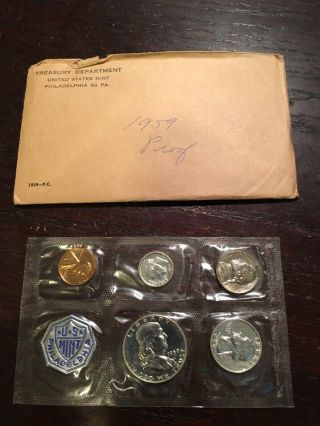 1959 - P United States Proof (5) Coin Set With Envelope