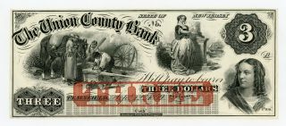 1859 $3 The Union County Bank - Plainfield,  Jersey Note Au
